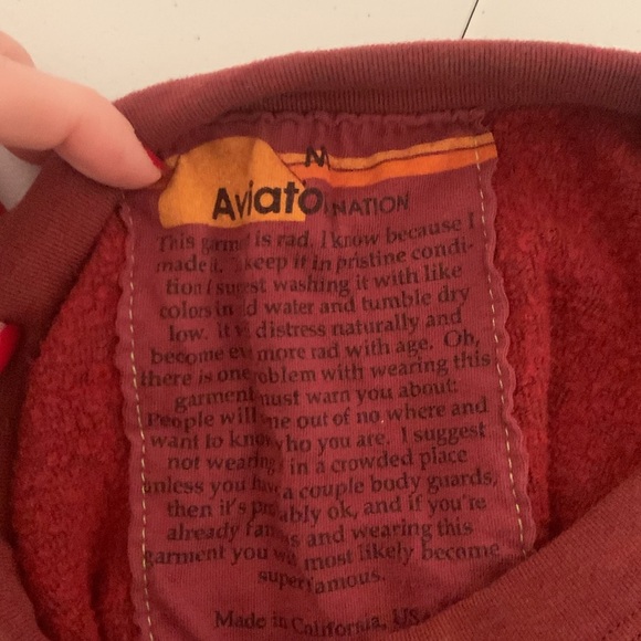 Aviator Nation Bolt 5 chevron cropped crew sweatshirt-size Medium - Picture 9 of 12